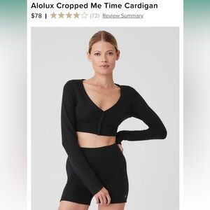 Alo cropped cardigan, never worn with tags, size medium black